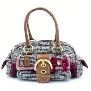 Coach Multicolor Tweed And Suede Soho Bow Satchel